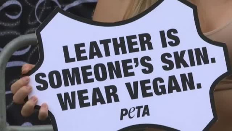 Dolorosa protesta de PETA en Londres contra la semana de la moda Dolorosa protesta de PETA en Londres contra la semana de la moda