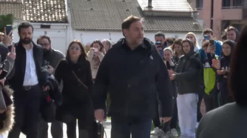 Oriol Junqueras, ovacionado a su llegada al campus de Manresa Oriol Junqueras, ovacionado a su llegada al campus de Manresa