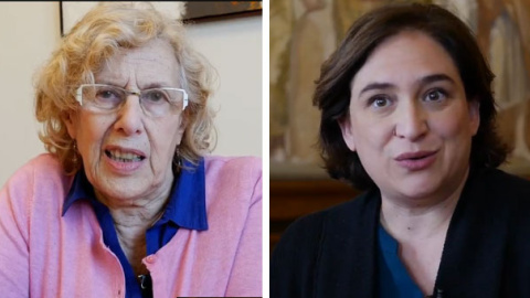 Las alcaldesas de Madrid y Barcelona, Manuela Carmena y Ada Colau, apoyan en un vídeo en su cuenta de Twitter el paro internacional del 8 de marzo. Las alcaldesas de Madrid y Barcelona, Manuela Carmena y Ada Colau, apoyan en un vídeo en su cuenta de Twitter el paro internacional del 8 de marzo.