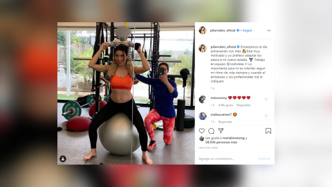Pilar Rubio entrena junto a su hijo pequeño Pilar Rubio entrena junto a su hijo pequeño