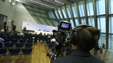 La sala de prensa del BCE durante la rueda de prensa mensual de su presidente, Mario Draghi, tras la reunión del Consejo de Gobierno. REUTERS/Kai Pfaffenbach La sala de prensa del BCE durante la rueda de prensa mensual de su presidente, Mario Draghi, tras la reunión del Consejo de Gobierno. REUTERS/Kai Pfaffenbach