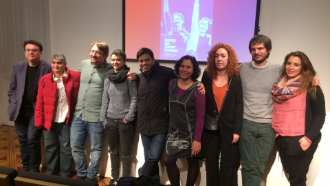 Xavi Domènech con miembros de la candidatura EnComúPodem. E.P. Xavi Domènech con miembros de la candidatura EnComúPodem. E.P.