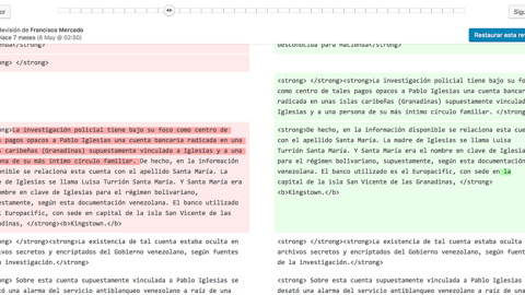 Párrafo en el que Mercado explica la versión sobre el segundo apellido de la madre de Pablo Iglesias y el supuesto nombre de la cuenta de Las Granadinas. Párrafo en el que Mercado explica la versión sobre el segundo apellido de la madre de Pablo Iglesias y el supuesto nombre de la cuenta de Las Granadinas.