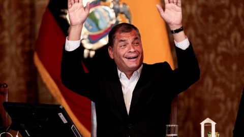 El presidente de Ecuador, Rafael Correa, habla hoy, miércoles 22 de febrero de 2017, durante una conferencia en el Palacio de Gobierno, en Quito (Ecuador). /EFE El presidente de Ecuador, Rafael Correa, habla hoy, miércoles 22 de febrero de 2017, durante una conferencia en el Palacio de Gobierno, en Quito (Ecuador). /EFE