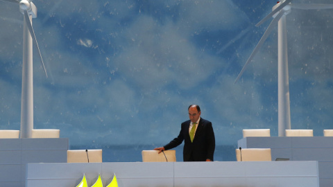 El presidente de Iberdrola, Ignacio Sanchéz Galán, al inicio de la Junta General de Accionistas de Iberdrola, en Bilbao. EFE/Luis Tejido El presidente de Iberdrola, Ignacio Sanchéz Galán, al inicio de la Junta General de Accionistas de Iberdrola, en Bilbao. EFE/Luis Tejido
