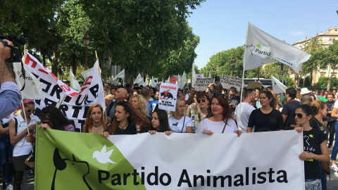 Manifestantes animalistas en Sevilla./ Twitter PACMA Manifestantes animalistas en Sevilla./ Twitter PACMA