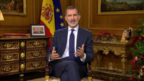 El rey Felipe VI. en su discurso de Navidad de 2019. El rey Felipe VI. en su discurso de Navidad de 2019.