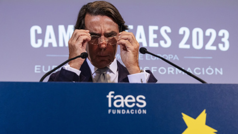 El expresidente del Gobierno José María Aznar durante la inauguración de una nueva edición del Campus FAES. E.P./Carlos Luján El expresidente del Gobierno José María Aznar durante la inauguración de una nueva edición del Campus FAES. E.P./Carlos Luján