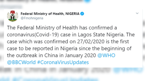 Nigeria confirma su primer caso del nuevo coronavirus Nigeria confirma su primer caso del nuevo coronavirus