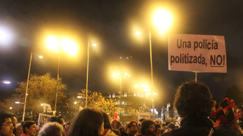 Concentración en el centro de Madrid. en apoyo a los titiriteros encarcelados durante cinco días.