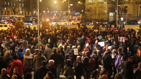 Concentración en el centro de Madrid en apoyo a los titiriteros encarcelados durante cinco días.