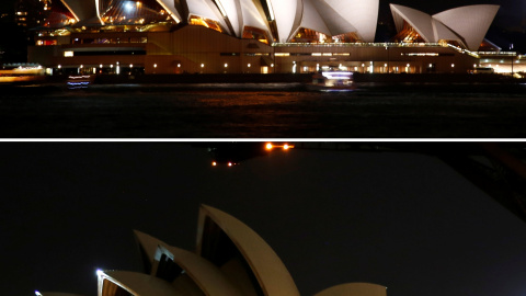 La Hora del Planeta apagó las luces de la Opera de Sydney. REUTERS/David Gray
