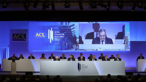 El presidente de ACS, Florentino Pérez, durante su intervención en la Junta de Accionistas de la compañía. EFE/Zipi El presidente de ACS, Florentino Pérez, durante su intervención en la Junta de Accionistas de la compañía. EFE/Zipi