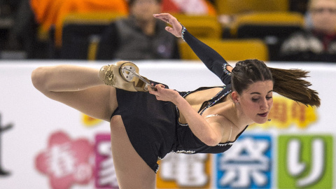 La española Sonia Lafuente realiza su ejercicio en el programa corto femenino durante los Campeonatos del mundo de patinaje celebrados en el TD Garden de Boston, Massachusetss, Estados Unidos hoy 31 de marzo de 2016. EFE/Cj Gunther