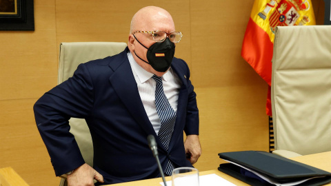 Villarejo este miércoles 20 de octubre de 2021 en su comparecencia en la comisión Kitchen en el Congreso. Villarejo este miércoles 20 de octubre de 2021 en su comparecencia en la comisión Kitchen en el Congreso.