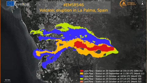 La lava del volcán de La Palma ocupa ya una superficie de 906,3 hectáreas La lava del volcán de La Palma ocupa ya una superficie de 906,3 hectáreas