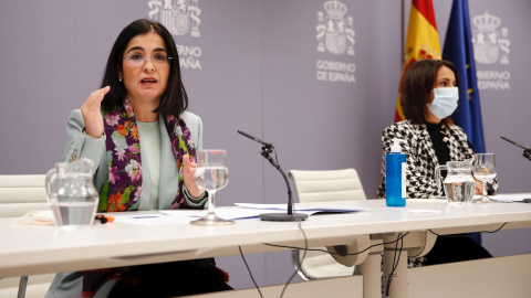 La ministra de Sanidad, Carolina Darias (i), y la secretaria de Estado de Sanidad, Silvia Calzón, ofrecen una rueda de prensa en que han anunciado la aprobación del nuevo semáforo sobre la transmisión del covid y la ocupación hospitalaria, La ministra de Sanidad, Carolina Darias (i), y la secretaria de Estado de Sanidad, Silvia Calzón, ofrecen una rueda de prensa en que han anunciado la aprobación del nuevo semáforo sobre la transmisión del covid y la ocupación hospitalaria,