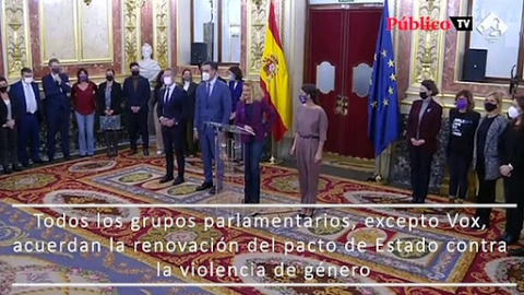Todos los grupos parlamentarios, excepto Vox, acuerdan la renovación del pacto de Estado contra la violencia de género Todos los grupos parlamentarios, excepto Vox, acuerdan la renovación del pacto de Estado contra la violencia de género