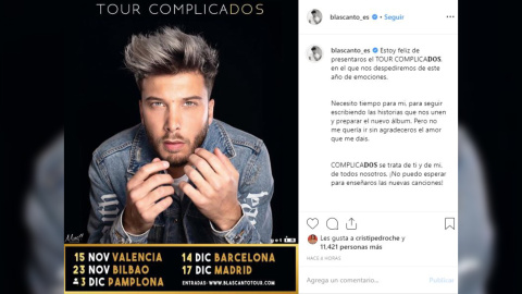 Blas Cantó anuncia nueva gira: 'Complicados' Blas Cantó anuncia nueva gira: 'Complicados'