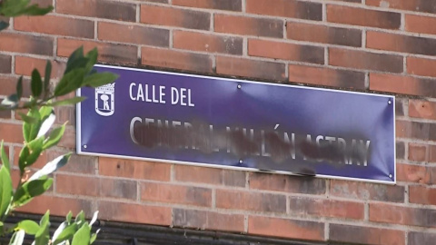Aparecen pintadas algunas placas de la calle General Millán Astray de Madrid Aparecen pintadas algunas placas de la calle General Millán Astray de Madrid