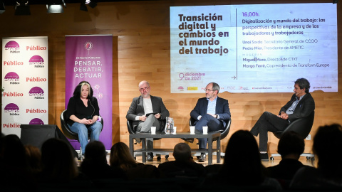 Marga Ferré, Unai Sordo, Pedro Mier y Miguel Mora en la mesa redonda.