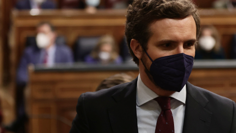 El líder del PP, Pablo Casado, en una sesión plenaria en el Congreso de los Diputados, a 28 de diciembre de 2021, en Madrid. El líder del PP, Pablo Casado, en una sesión plenaria en el Congreso de los Diputados, a 28 de diciembre de 2021, en Madrid.