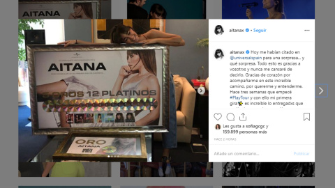 Aitana recibe una sorpresa en forma de oro y platino Aitana recibe una sorpresa en forma de oro y platino
