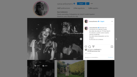 Sara Carbonero rinde homenaje a los conciertos en Instagram Sara Carbonero rinde homenaje a los conciertos en Instagram