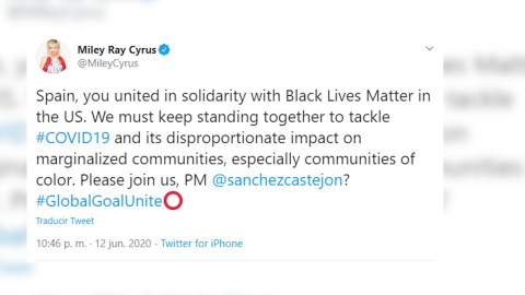 Miley Cyrus y Pedro Sánchez hablan para luchar contra el coronavirus
Miley Cyrus y Pedro Sánchez hablan para luchar contra el coronavirus