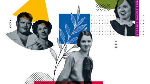 Ilustración de César Medina con imágenes cedidas por la familia. Ilustración de César Medina con imágenes cedidas por la familia.