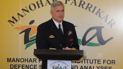 21/01/2022 El excomandante de la Armada alemana, Kay-Achim Schoenbach, durante una conferencia en el Instituto Manohar Parrikar de Estudios y Análisis de Defensa, en Nueva Delhi (India) 21/01/2022 El excomandante de la Armada alemana, Kay-Achim Schoenbach, durante una conferencia en el Instituto Manohar Parrikar de Estudios y Análisis de Defensa, en Nueva Delhi (India)