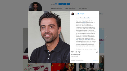 Xavi Hernández, positivo en coronavirus Xavi Hernández, positivo en coronavirus