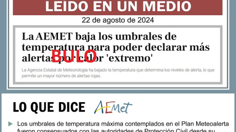 Titular falso de Libertad Digital y parte del desmentido de la AEMET. Titular falso de Libertad Digital y parte del desmentido de la AEMET.