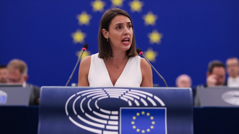 Irene Montero interviene en el Parlamento Europeo e pasado 16 de julio de 2024. -  Philipp von Ditfurth / dpa