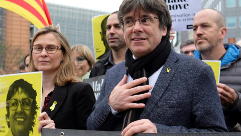 Carles Puigdemont, durante una marcha en Bruselas. - EFE