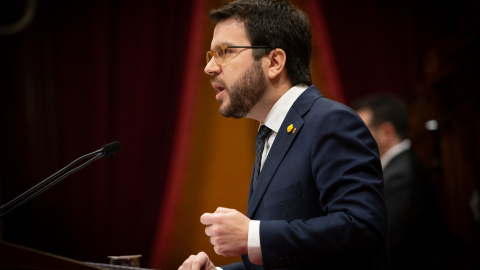 El vicepresident i conseller d'Economia, Pere Aragonès, durant el debat dels pressupostos. EUROPA PRESS / DAVID ZORRAKINO