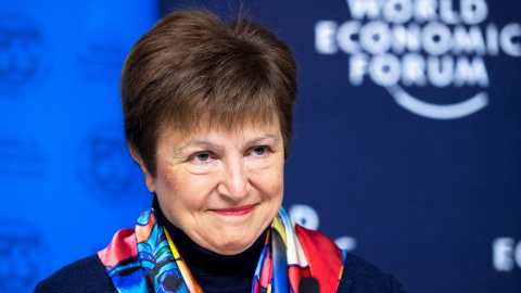 La directora gerente del FMI, Kristalina Georgieva, en la Cumbre de Davos. EFE/GIAN EHRENZELLER