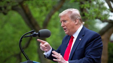 El presidente de EEUU, Donald Trump, este martes en una comparecencia. | EFE