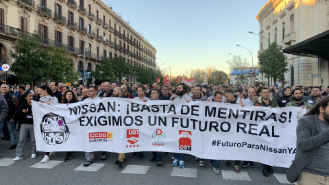 Manifestació dels treballadors de Nissan exigint un futur laboral digne/ Javier Pachecho