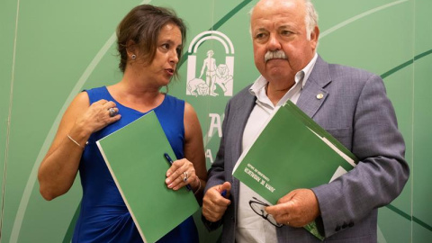 El consejero de Salud y Familias de la Junta de Andalucía, Jesús Aguirre(d) y la viceconsejera de su departamento, Catalina García Carrasco.-EFE