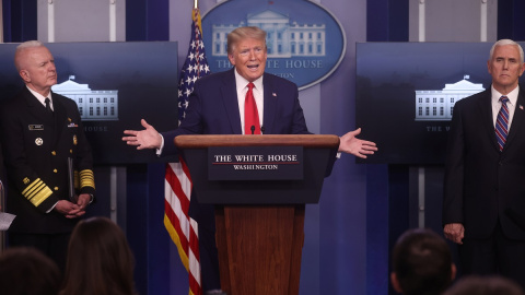 El presidente de EEUU, Donald Trump, durante una rueda de prensa. REUTERS