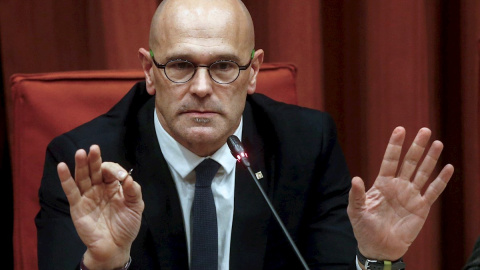 Romeva, en la seva compareixença a la comissió sobre el 155 al Parlament. EFE / QUIQUE GARCÍA