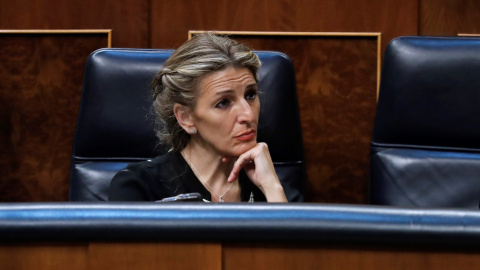 Yolanda Díaz en el Pleno del Congreso. / EFE - Chema Moya