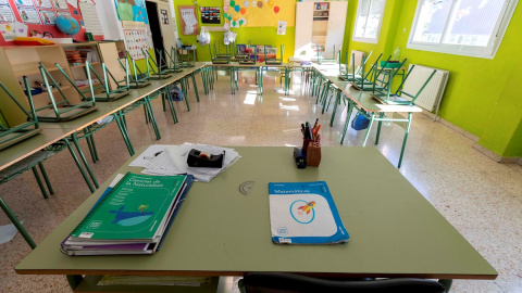 11/05/2020 Un aula vacia de un colegio de Villanueva del Río Segura, Murcia. EFE/Marcial Guillén