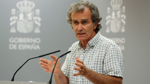 Fernando Simón, máximo responsable de la lucha contra la pandemia de la covid-19, durante la rueda de prensa celebrada este jueves. EFE/ J.J. Guillén