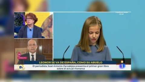 Captura de pantalla del rótulo de TVE que afirmaba que la Princesa Leonor "se va de España como su abuelo".