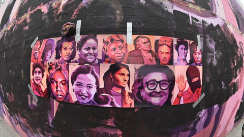 Mural feminista "La unión hace la fuerza" del barrio de Ciudad Lineal destrozado
