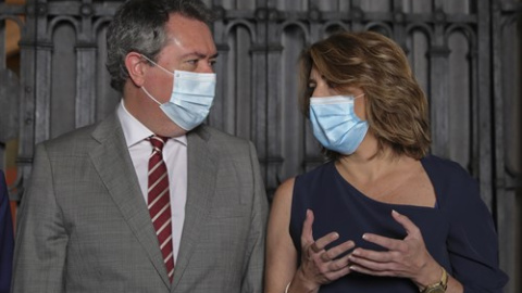 La secretaria general del PSOE de Andalucía, Susana Díaz, junto al alcalde de Sevilla, Juan Espadas, en junio del 2020. Una imagen de archivo.