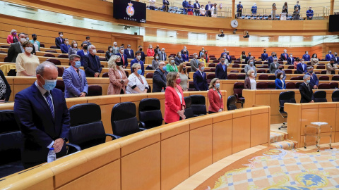 Minuto de silencio guardado al inicio de la sesión de control al Gobierno, esta martes 25 de abril en el Senado.