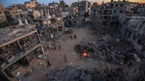 Imagen de una zona de la Franja de Gaza destrozada por los bombardeos de Israel.